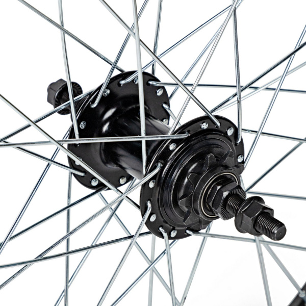 X112975 Колесо заднее 20" для BMX, двойной алюминиевый обод 36H, алюминиевая втулка, ось 3/8" 175 мм, 9Т